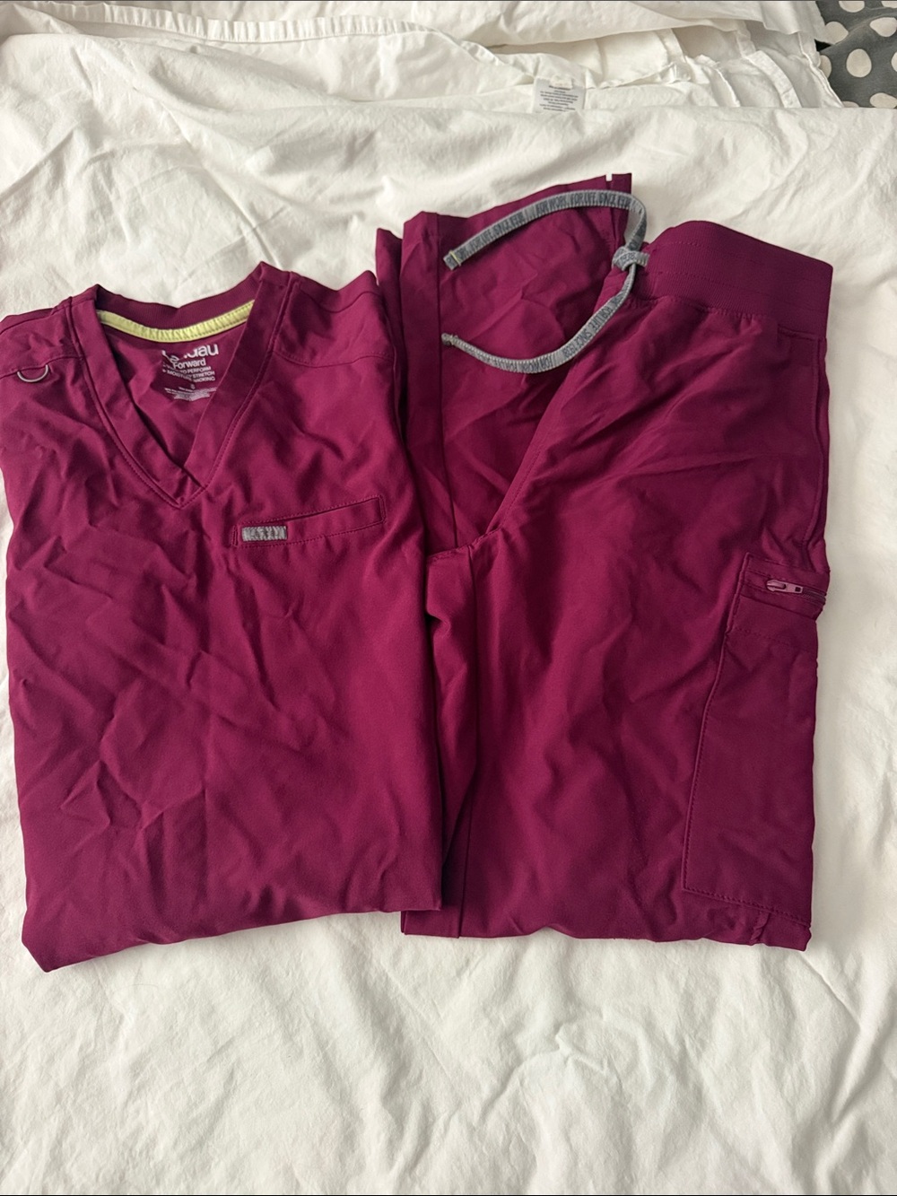Landau Women's Short Sleeve Scrub Top and Pants - Berry/Magenta